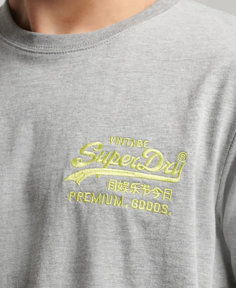 Vintage Logo Neon T Shirt | Grey Marle