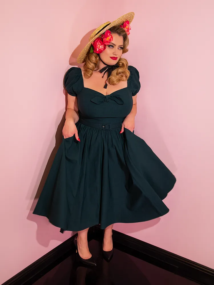 Vixen Swing Dress in Hunter Green