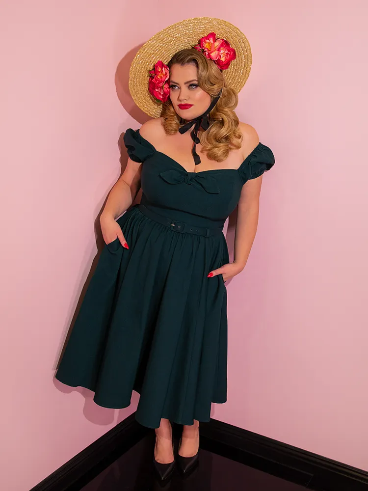 Vixen Swing Dress in Hunter Green