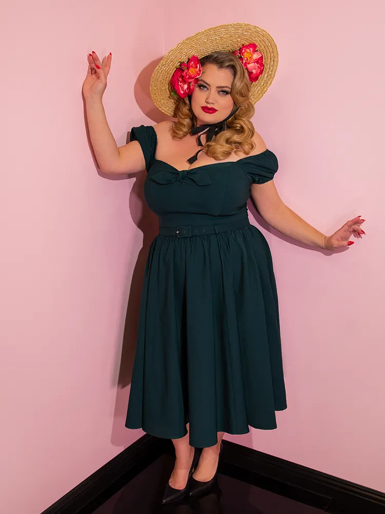 Vixen Swing Dress in Hunter Green