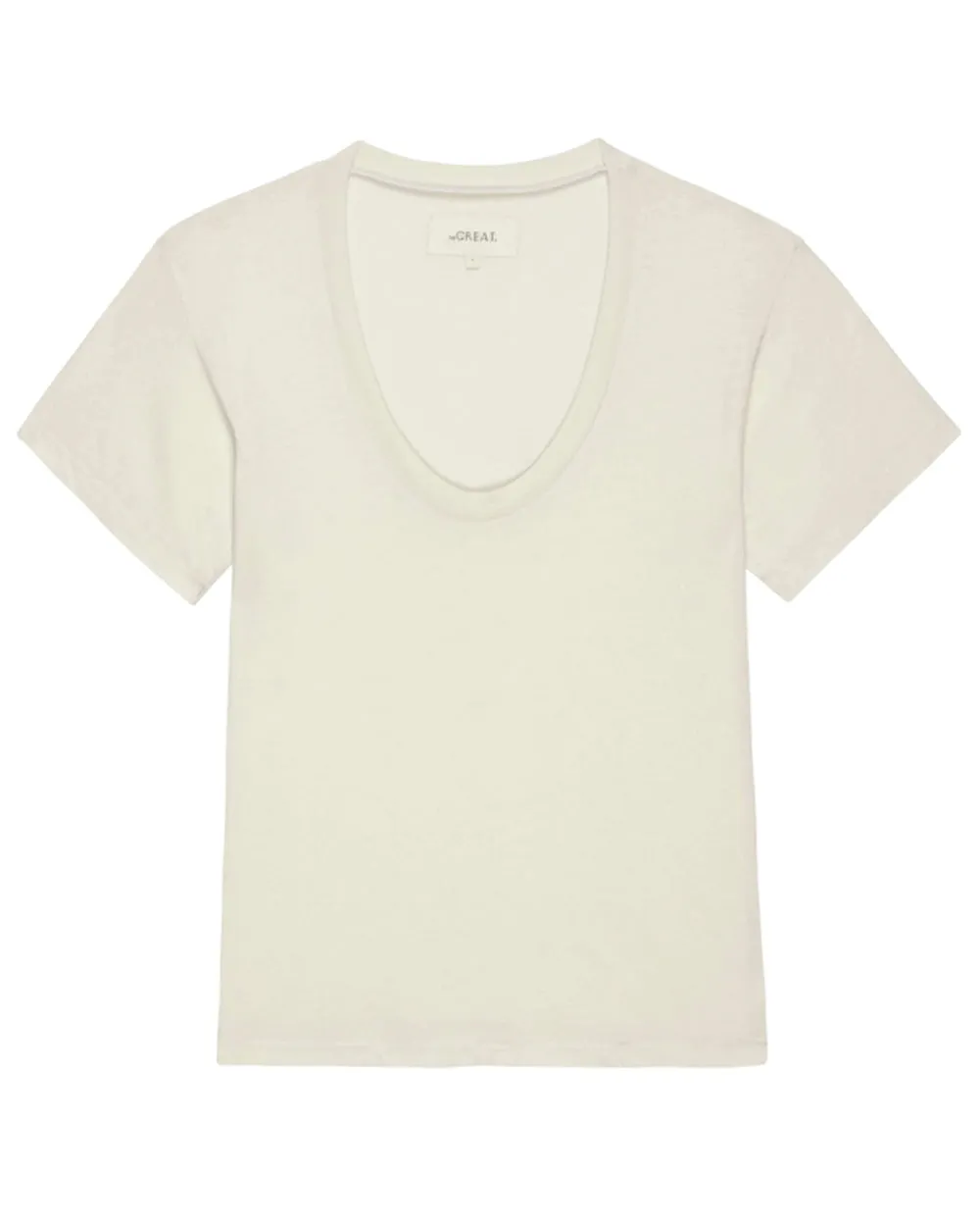 Washed White U Neck Tee