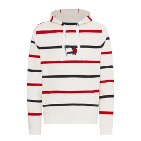 WAVY FLAG STRIPE HOODED SWEATSHIRT Man Ecru Desert Sky Primary Red