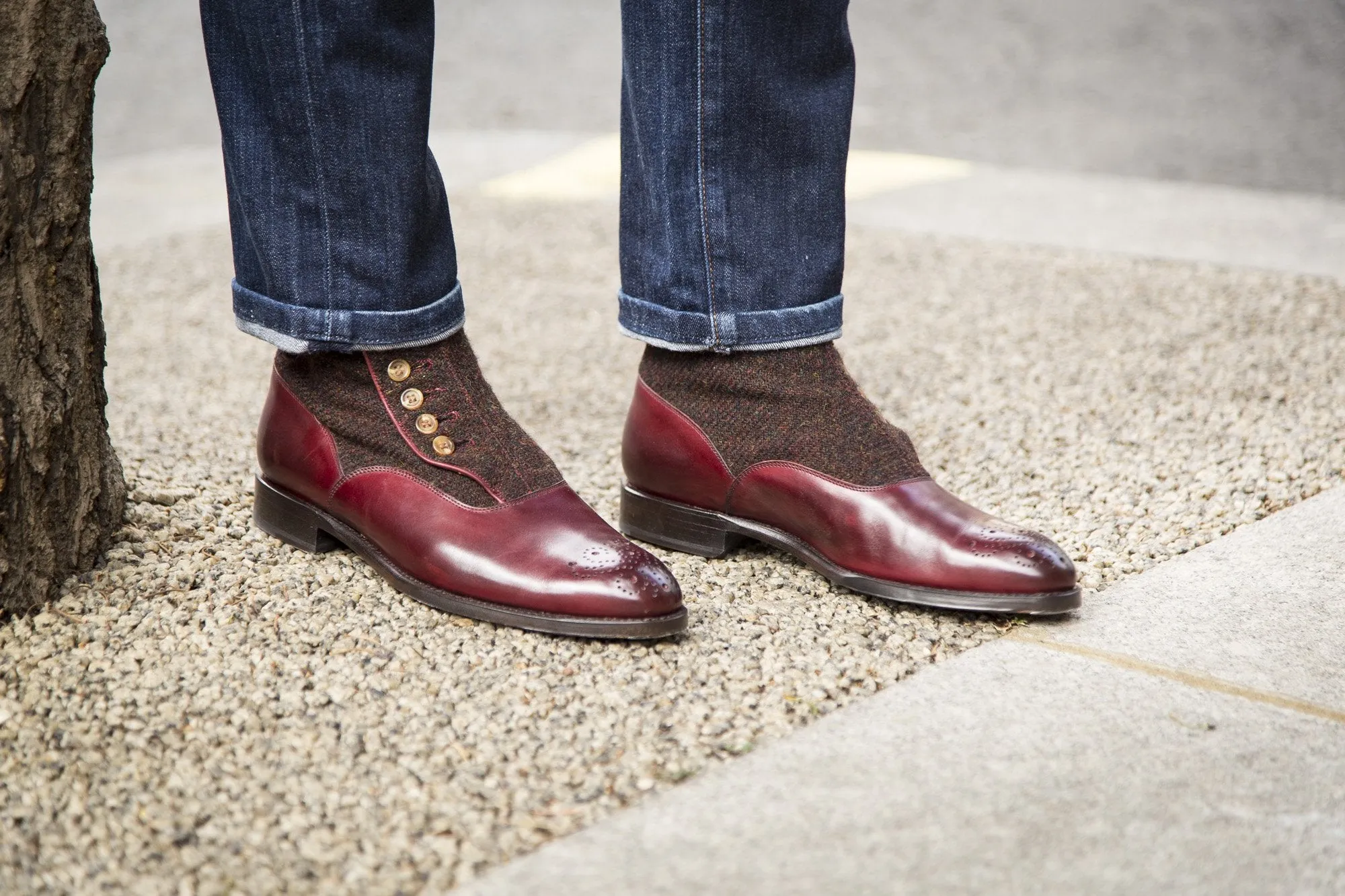 Westlake - MTO - Burgundy Calf / Burgundy Medley Tweed - NGT Last - Single Leather Sole