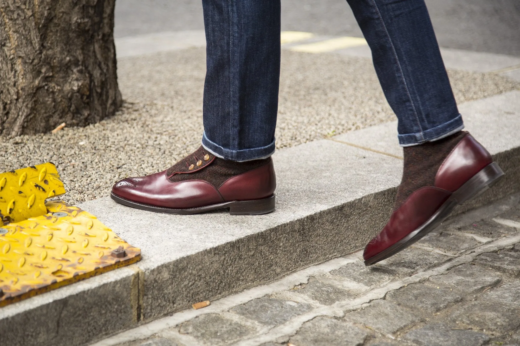 Westlake - MTO - Burgundy Calf / Burgundy Medley Tweed - NGT Last - Single Leather Sole