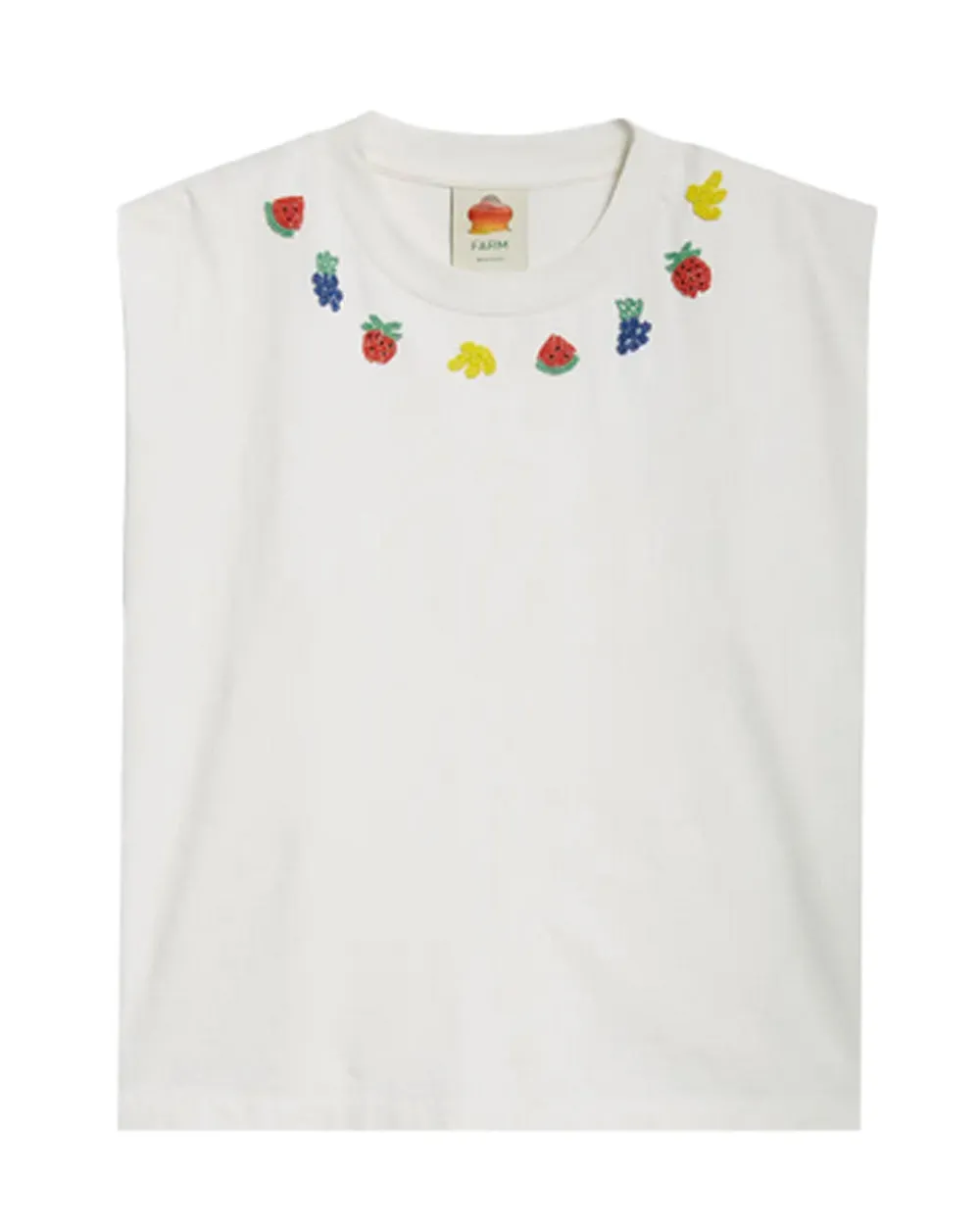 White Beaded Fruit Embellished T-Shirt