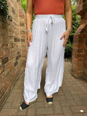 White Button Double Layer Lightweight Trousers