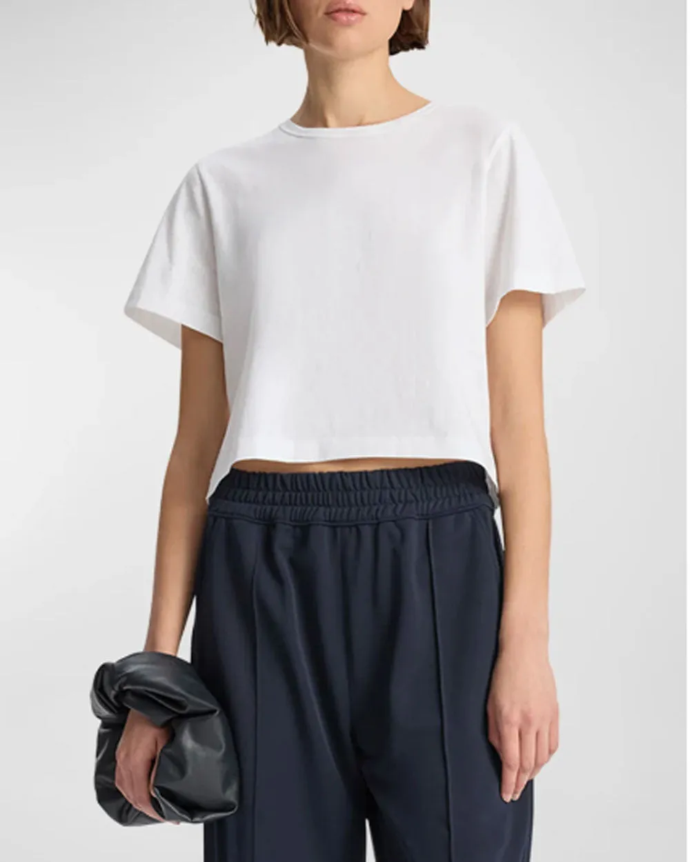 White Julia Cropped Crewneck Tee