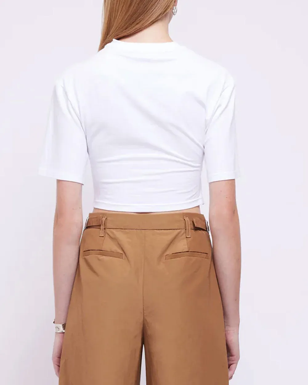 White Maven Short Sleeve Draped Top