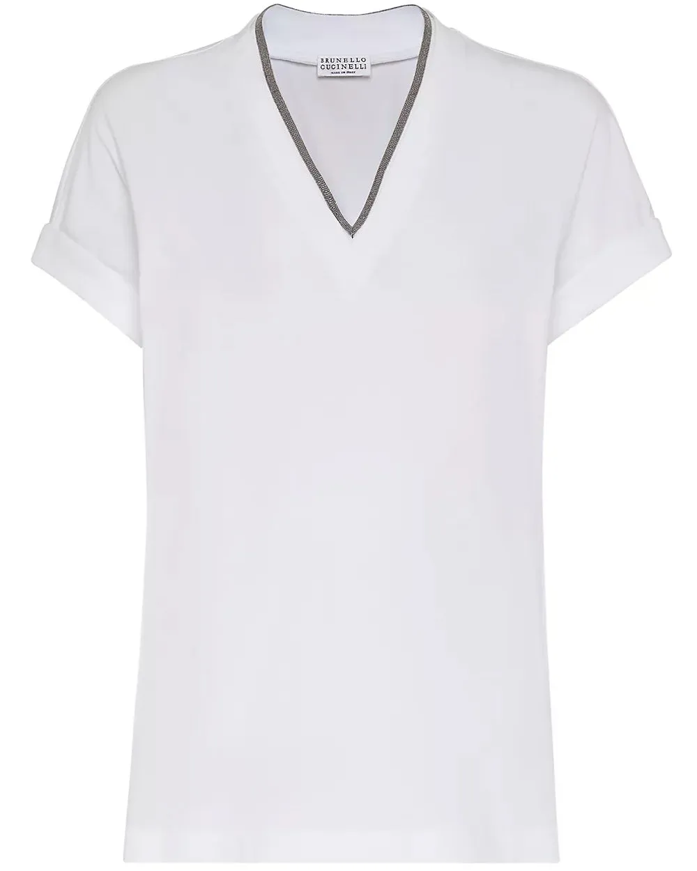 White Monili V Neck Tee