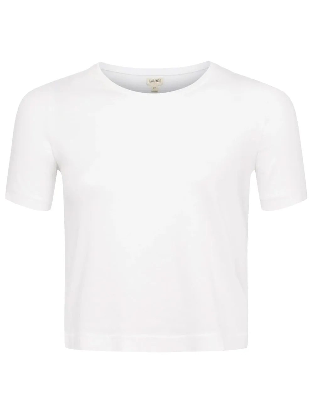 White Short Sleeve Donna Crop Crewneck Tee