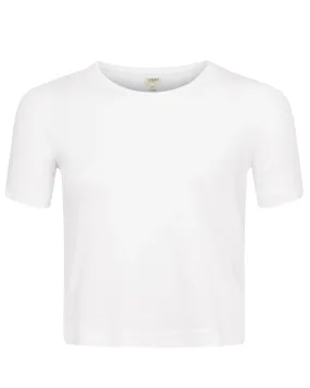 White Short Sleeve Donna Crop Crewneck Tee