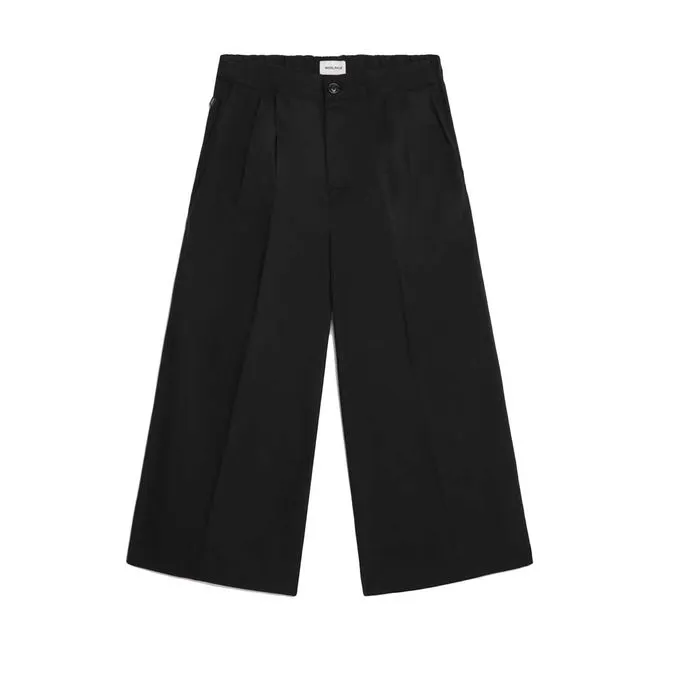 WIDE-LEG POPLIN TROUSERS Woman Black