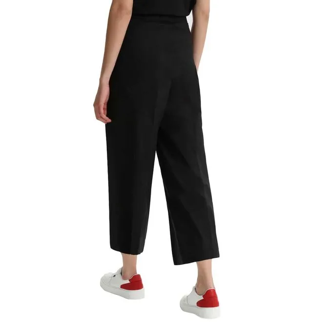 WIDE-LEG POPLIN TROUSERS Woman Black