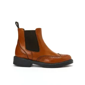 Wing cap chelsea boot cognac brown