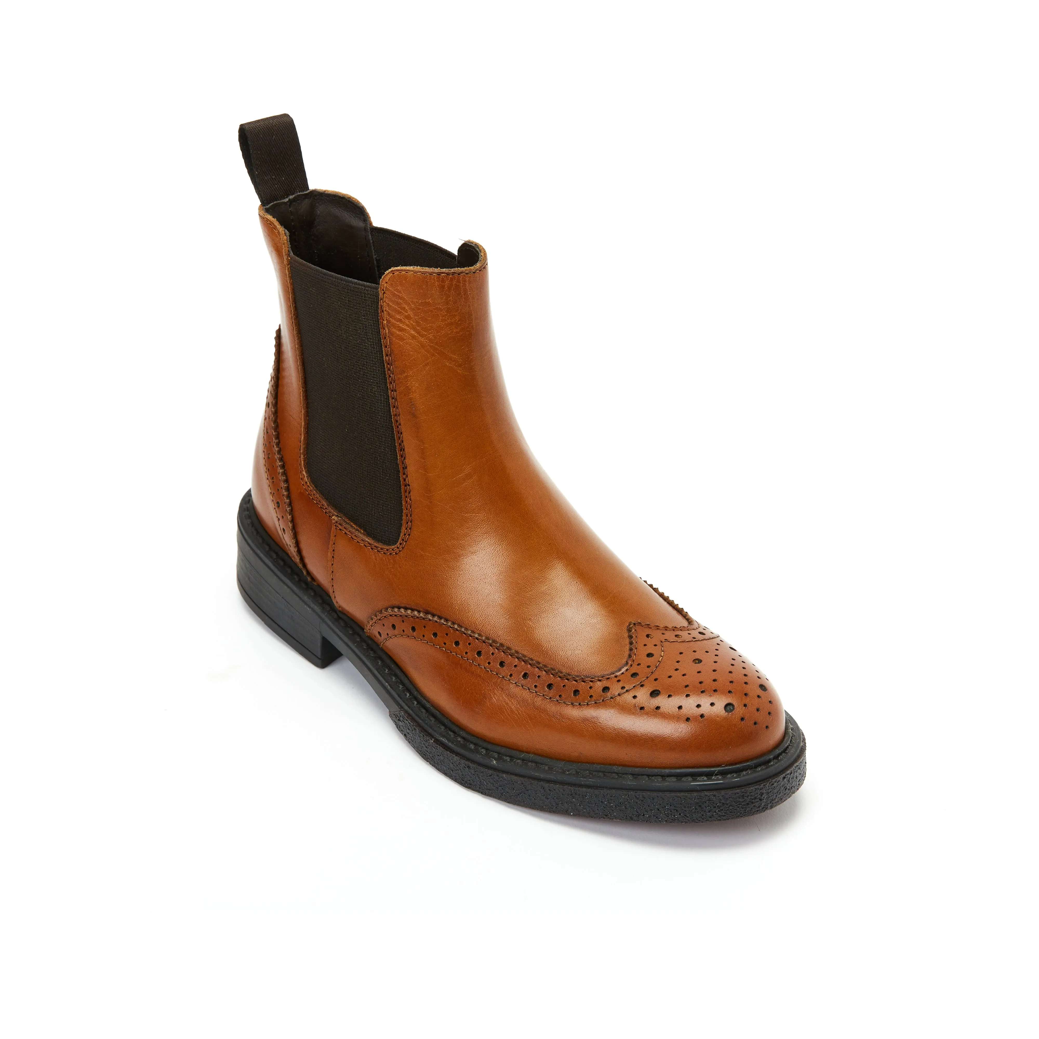 Wing cap chelsea boot cognac brown