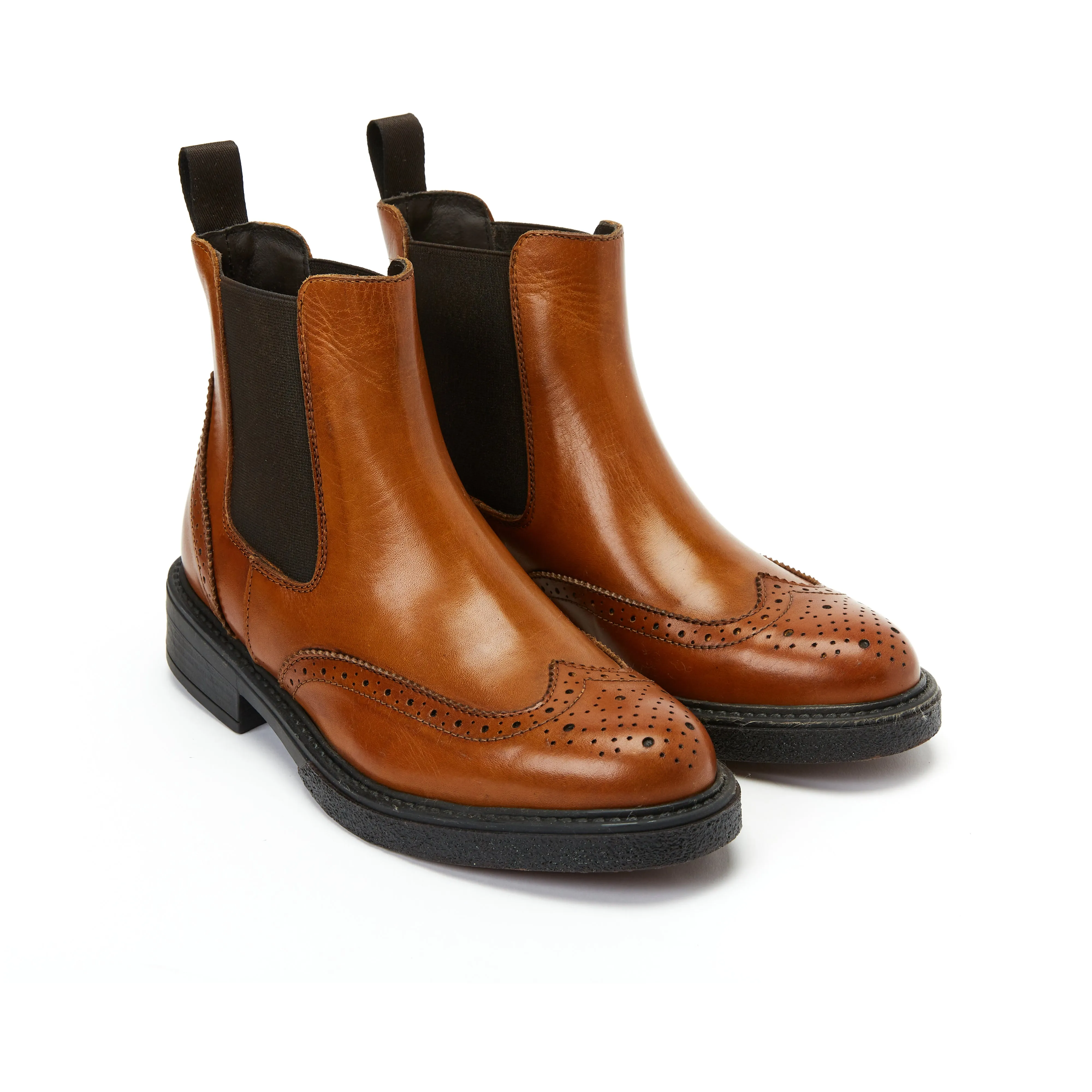 Wing cap chelsea boot cognac brown