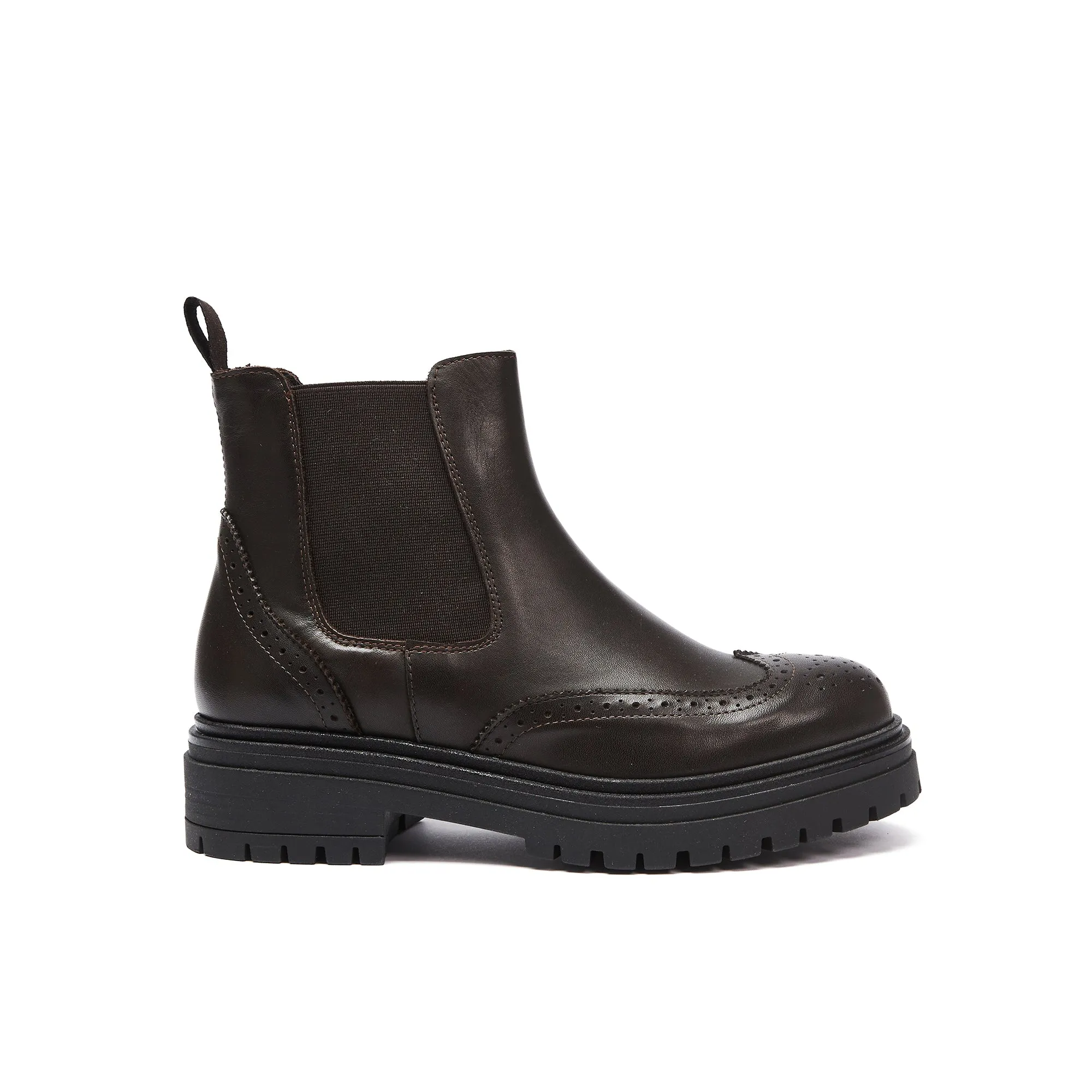 Wing cap chelsea boot dark brown