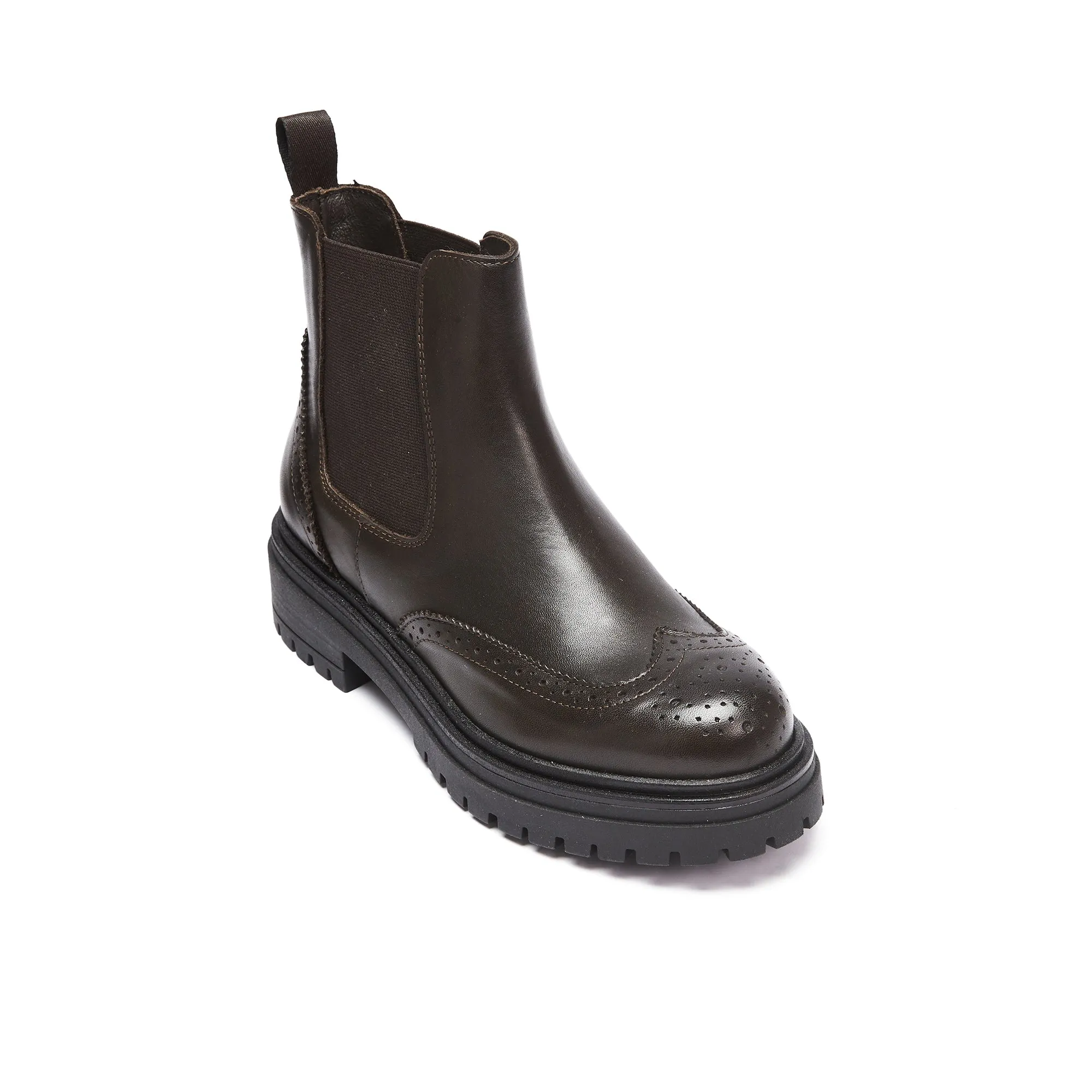 Wing cap chelsea boot dark brown