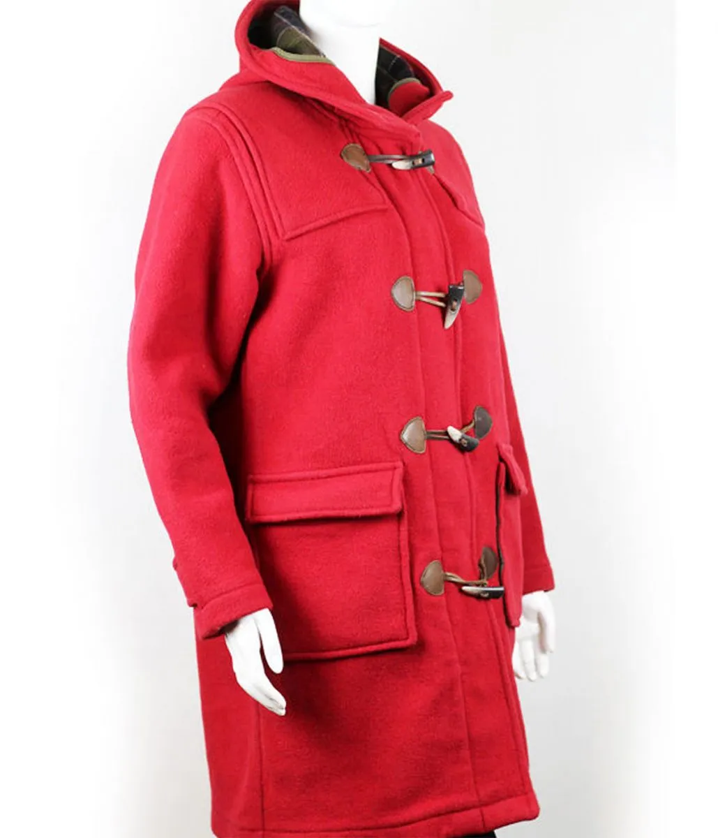 Women’s Duffle Red Hooded Coat