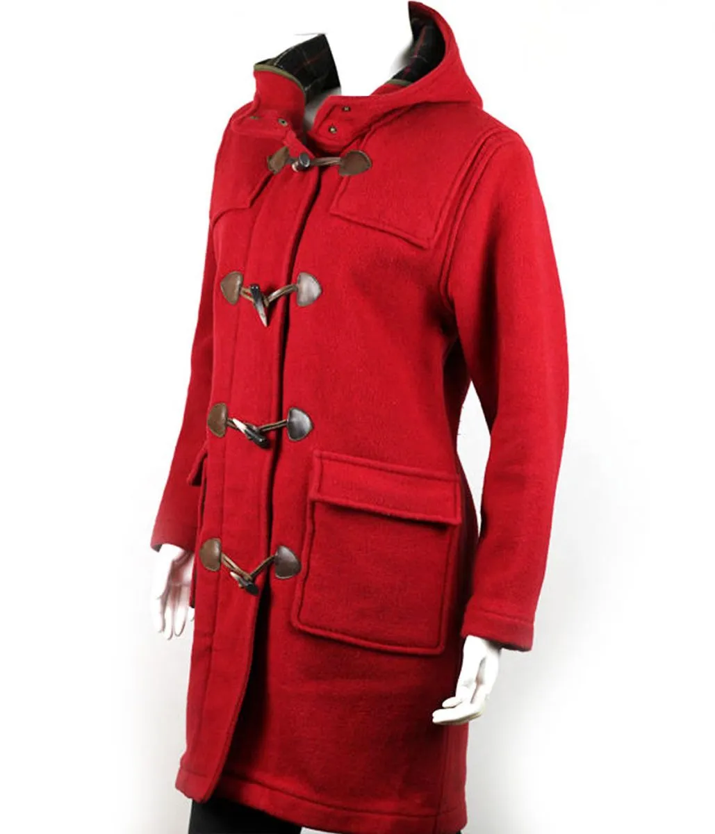 Women’s Duffle Red Hooded Coat