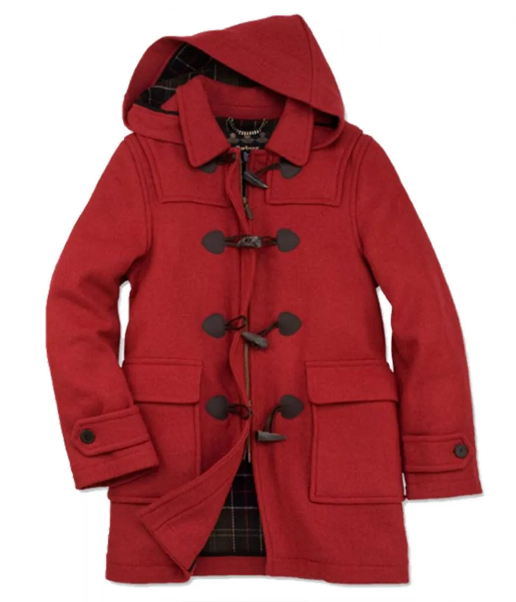 Women’s Duffle Red Hooded Coat