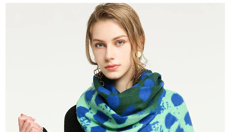 Women's Designer Cashmere Polka Dot Printed Soft Pashmina Shawl