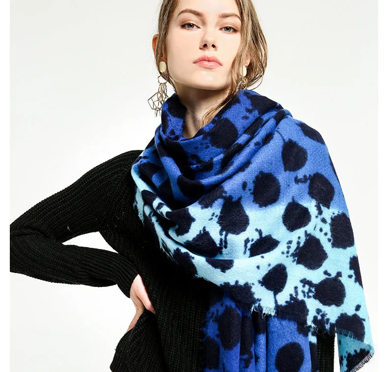 Women's Designer Cashmere Polka Dot Printed Soft Pashmina Shawl