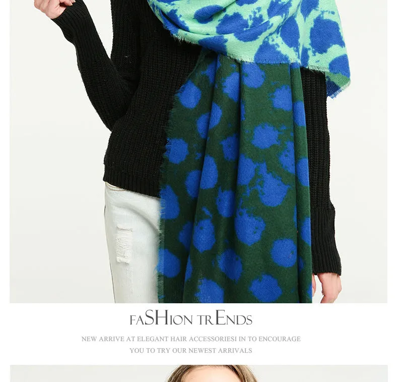 Women's Designer Cashmere Polka Dot Printed Soft Pashmina Shawl