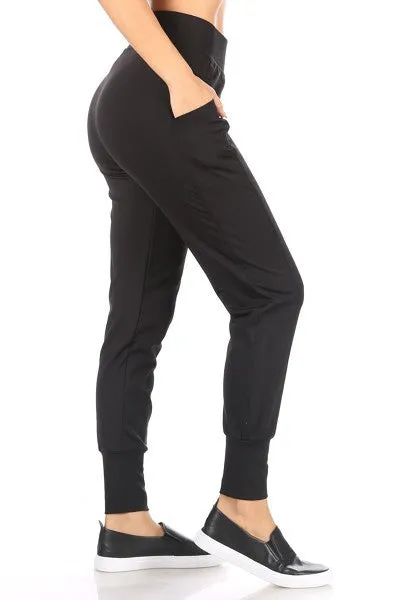 Womens Solid Slim Joggers Sweat Pants Pockets