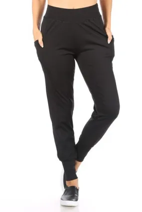 Womens Solid Slim Joggers Sweat Pants Pockets