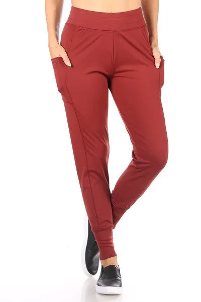 Womens Solid Slim Joggers Sweat Pants Pockets