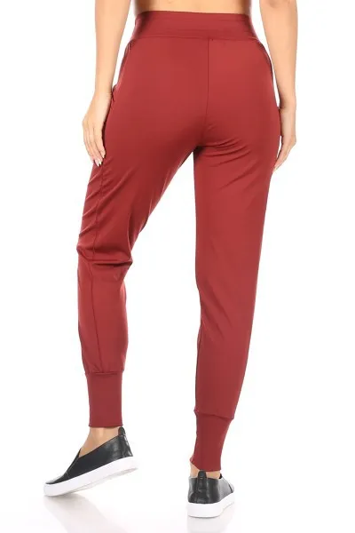 Womens Solid Slim Joggers Sweat Pants Pockets