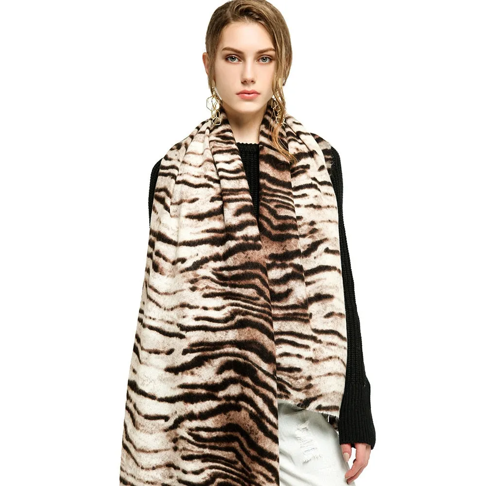 Women's Vintage Cashmere Leopard Pattern Printed Wraps Soft Shawls