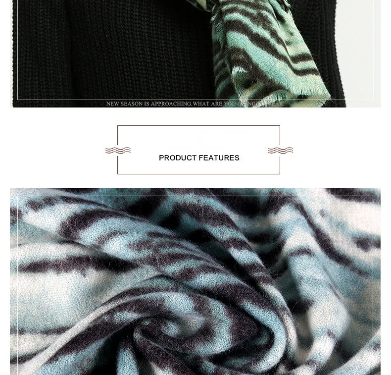 Women's Vintage Cashmere Leopard Pattern Printed Wraps Soft Shawls