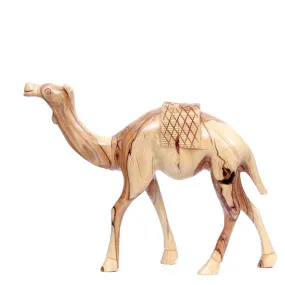 Wooden Camel with Saddle, 13.4 Nativity Figurine from Bethlehem