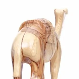 Wooden Camel with Saddle, 13.4 Nativity Figurine from Bethlehem