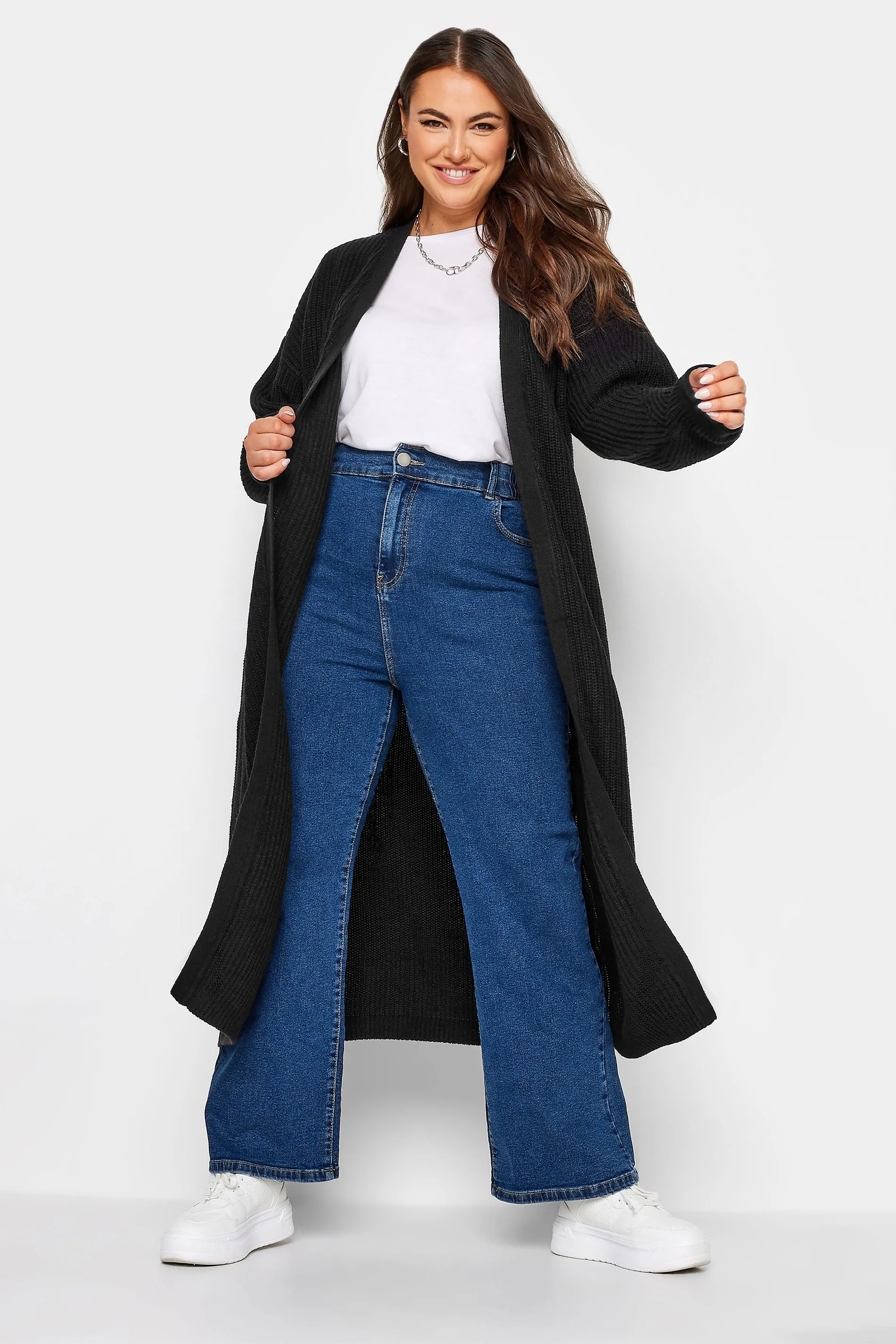 YOURS Curve Black Knitted Maxi Cardigan