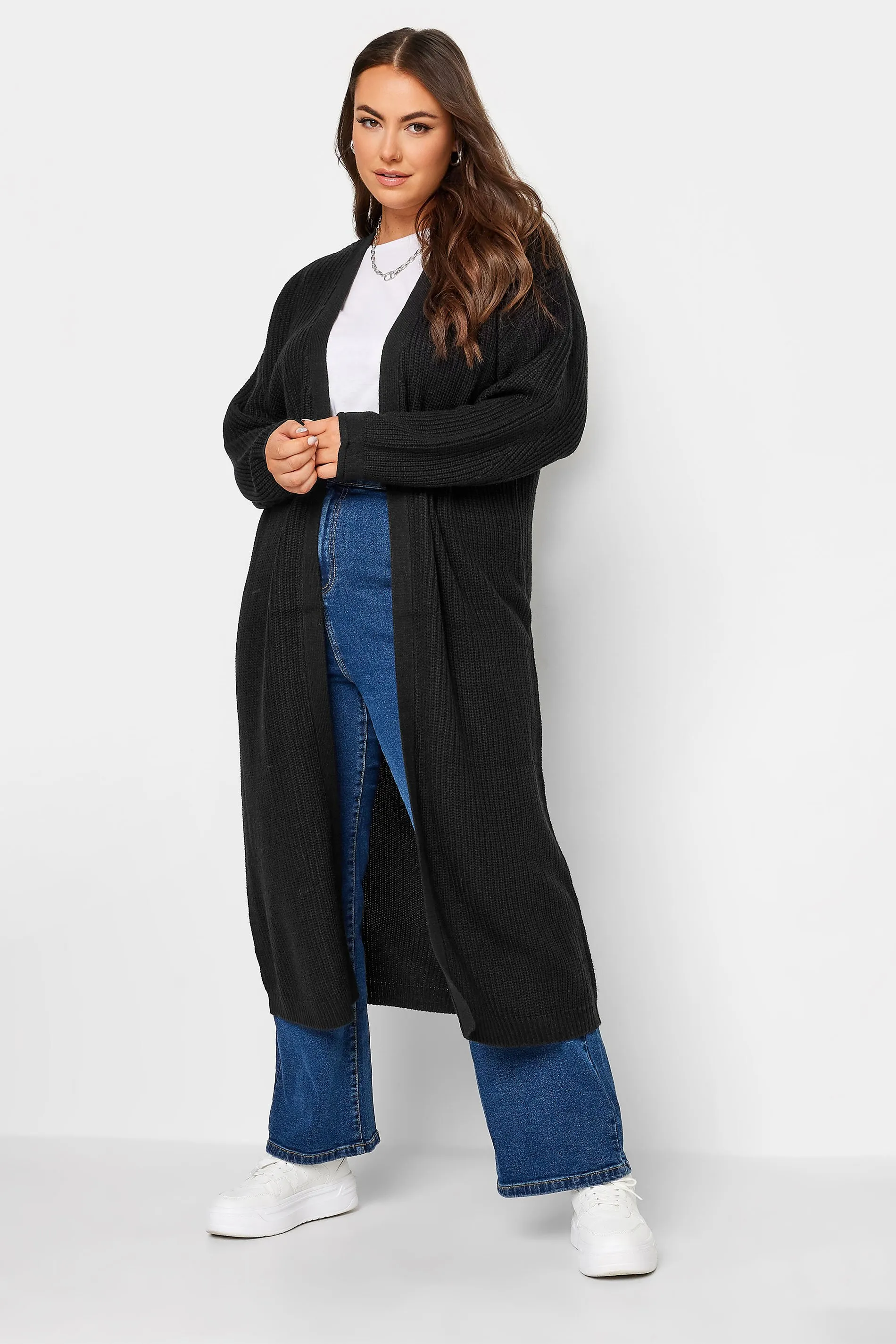 YOURS Curve Black Knitted Maxi Cardigan