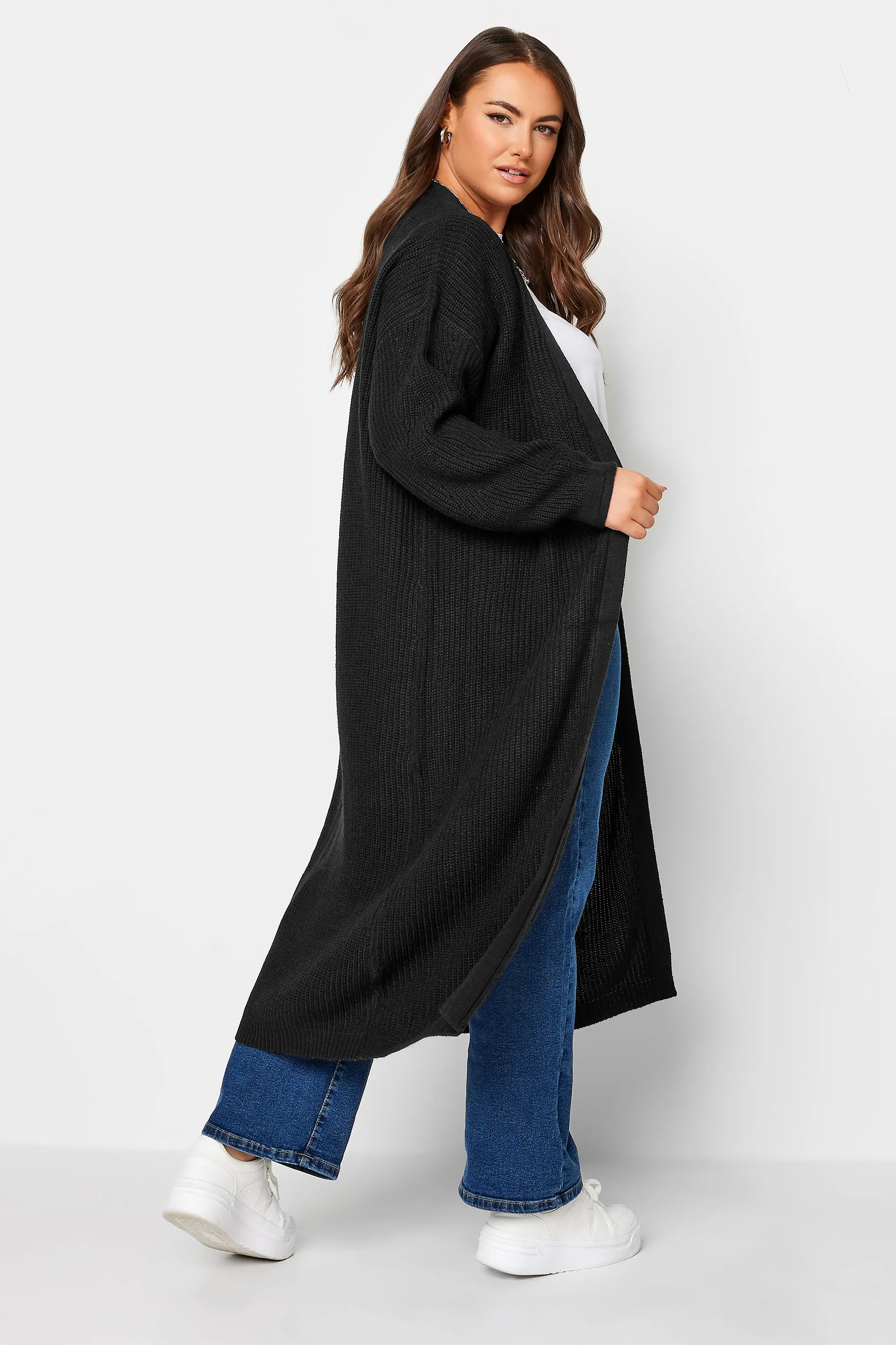 YOURS Curve Black Knitted Maxi Cardigan