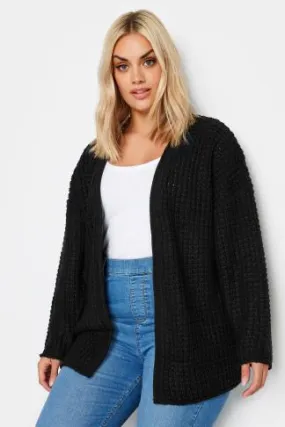 YOURS Curve Black Waffle Knit Cardigan