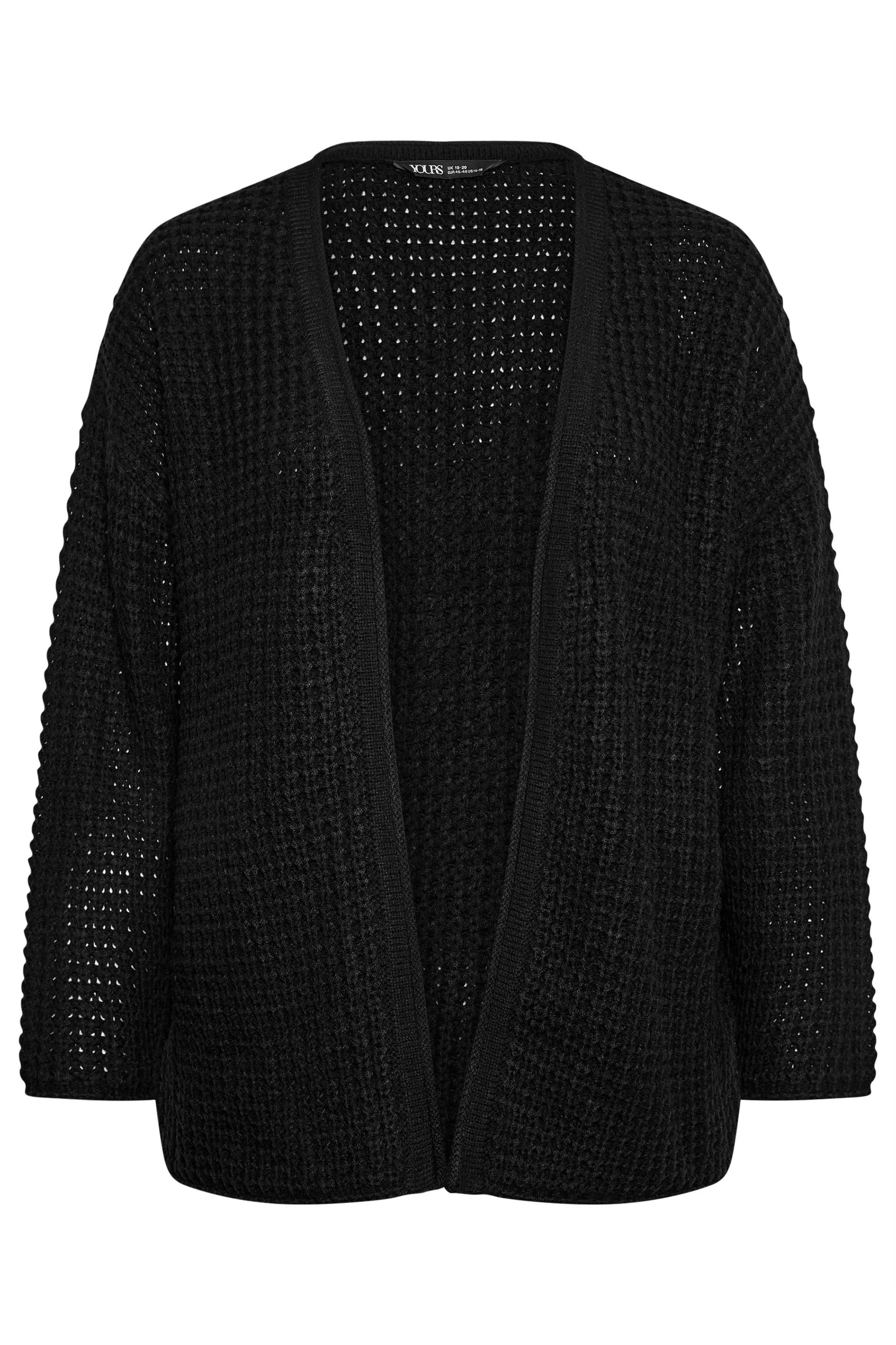 YOURS Curve Black Waffle Knit Cardigan