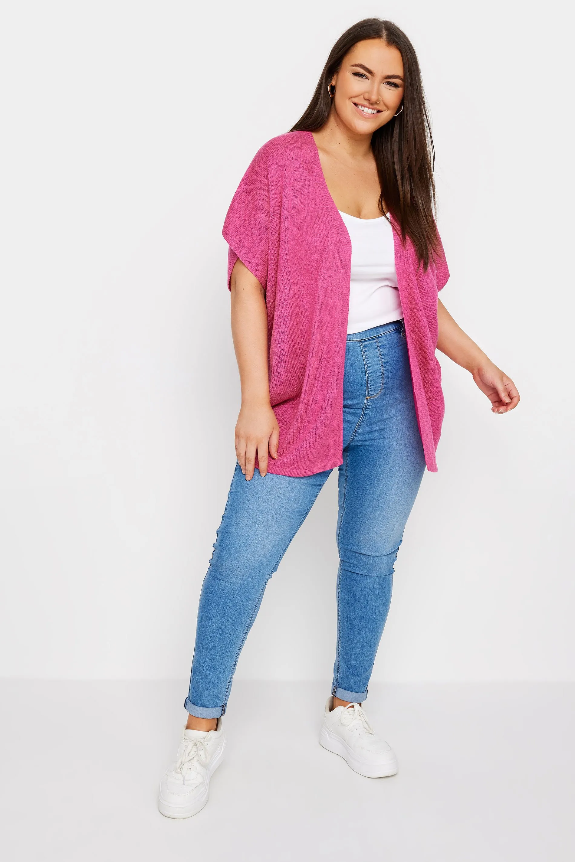 YOURS Curve Pink Knitted Boxy Cardigan