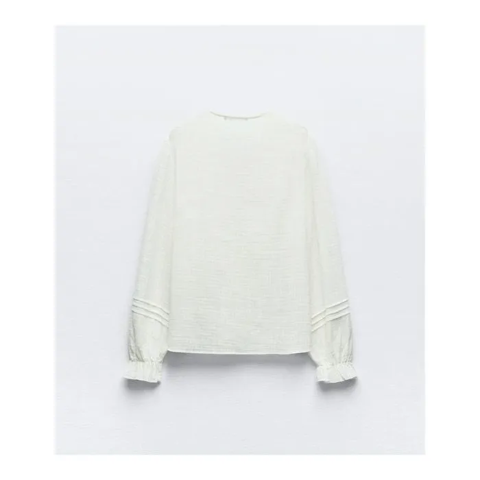 ZARA  |Flower Patterns Casual Style Long Sleeves Plain Cotton