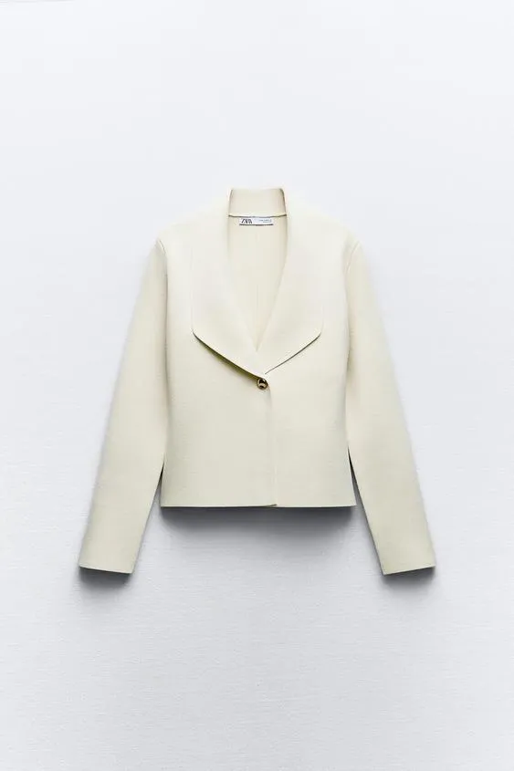 ZARA  |Nylon Long Sleeves Plain Front Button Cardigans