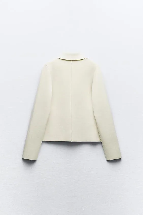 ZARA  |Nylon Long Sleeves Plain Front Button Cardigans